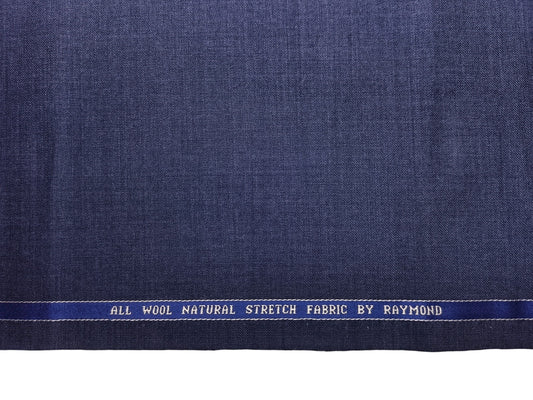 Raymond 100% Wool Natural Stretch Suiting Fabric (Subtle Blue, Plain)
