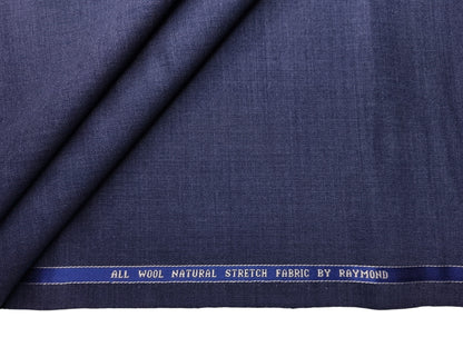 Raymond 100% Wool Natural Stretch Suiting Fabric (Subtle Blue, Plain)