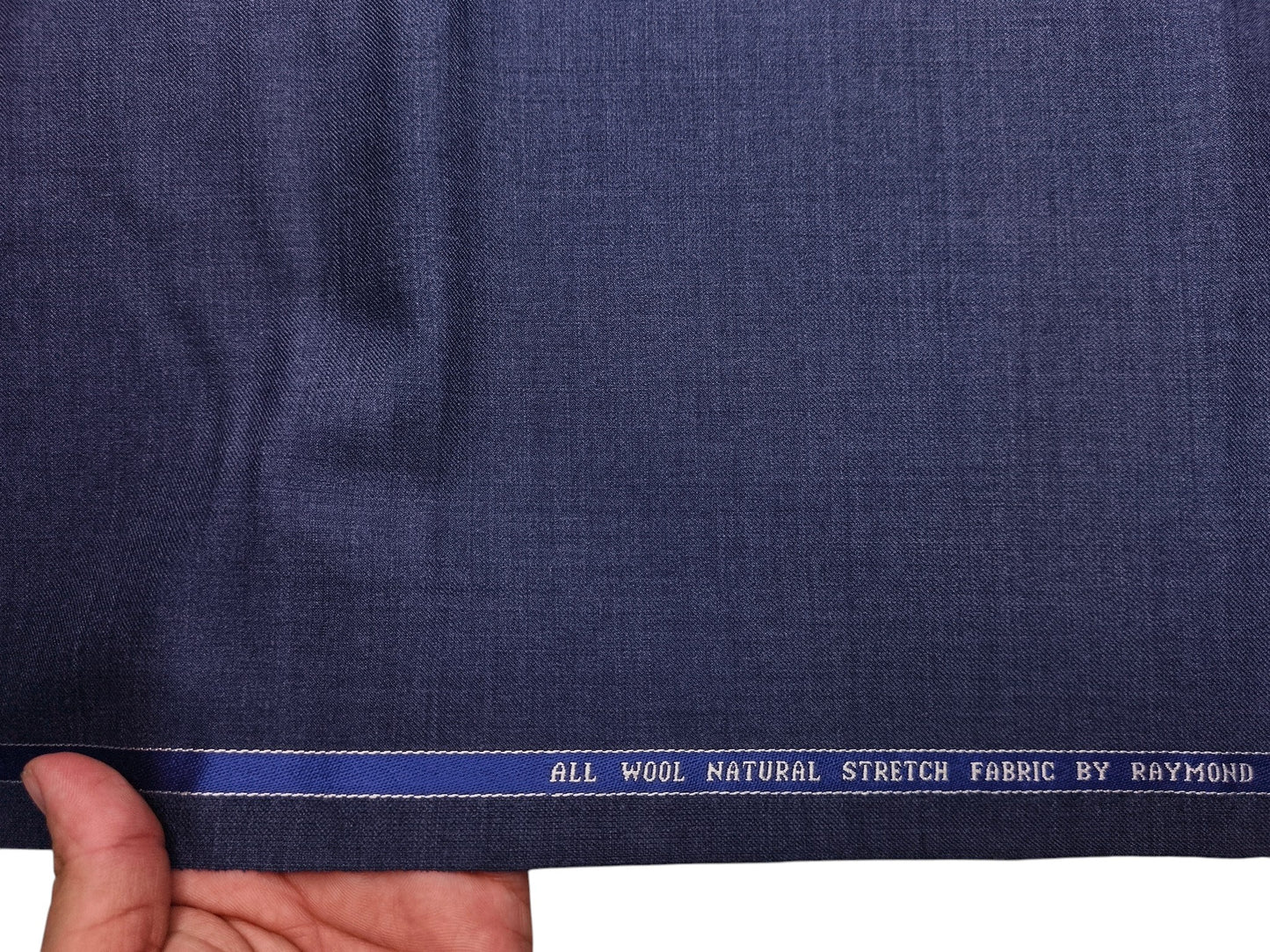 Raymond 100% Wool Natural Stretch Suiting Fabric (Subtle Blue, Plain)