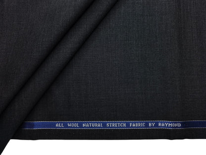 Raymond 100% Wool Natural Stretch Suiting Fabric (Charcoal Grey, Plain)