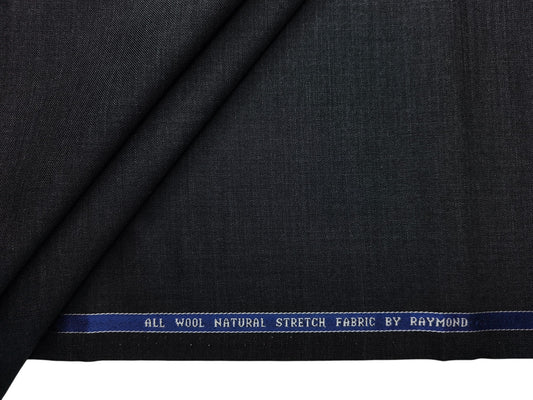 Raymond 100% Wool Natural Stretch Suiting Fabric (Charcoal Grey, Plain)