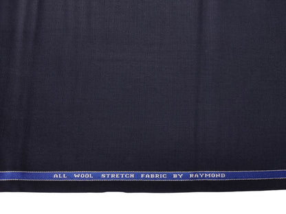 Raymond 100% Wool Stretch Lightweight Suiting Fabric (Navy Blue, Plain)
