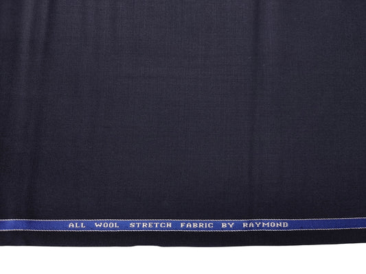 Raymond 100% Wool Stretch Lightweight Suiting Fabric (Navy Blue, Plain)