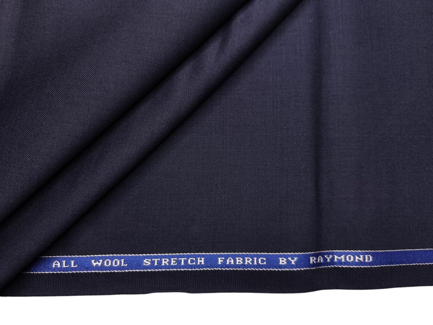 Raymond 100% Wool Stretch Lightweight Suiting Fabric (Navy Blue, Plain)