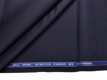 Raymond 100% Wool Stretch Lightweight Suiting Fabric (Navy Blue, Plain)