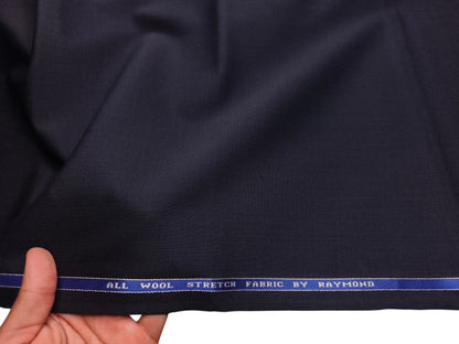 Raymond 100% Wool Stretch Lightweight Suiting Fabric (Deep Navy Blue, Plain)