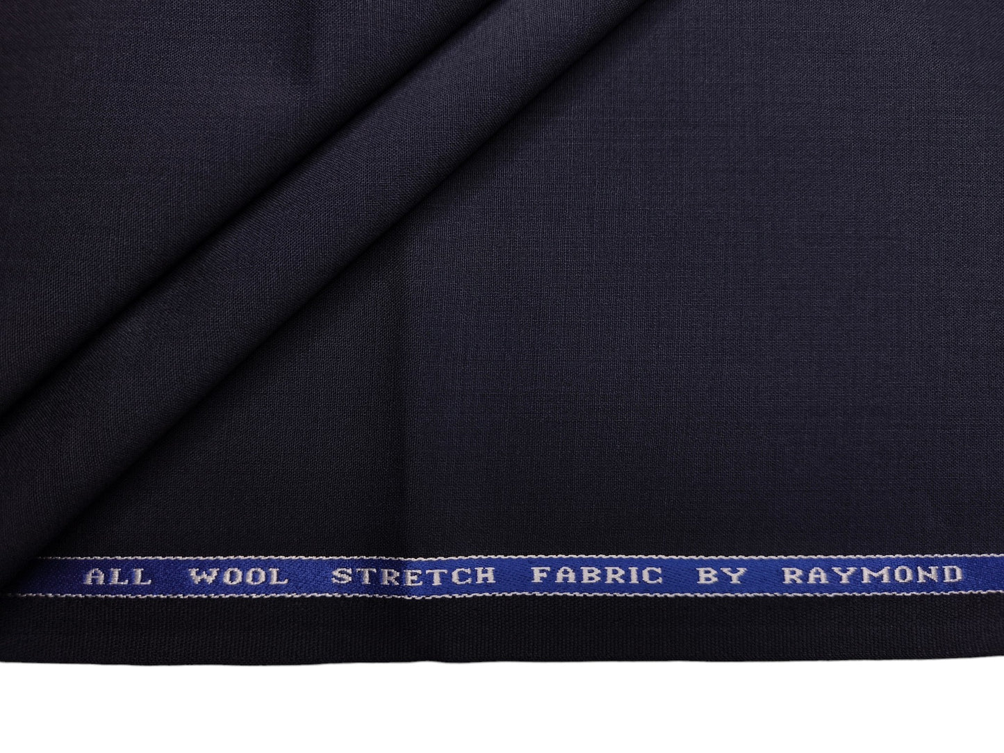 Raymond 100% Wool Stretch Lightweight Suiting Fabric (Deep Navy Blue, Plain)