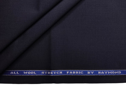 Raymond 100% Wool Stretch Lightweight Suiting Fabric (Deep Navy Blue, Plain)