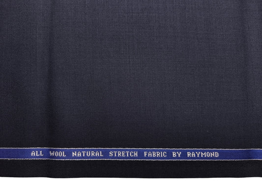 Raymond 100% Wool Natural Stretch Suiting Fabric (Classic Dark Blue, Plain)