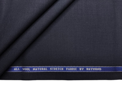 Raymond 100% Wool Natural Stretch Suiting Fabric (Classic Dark Blue, Plain)