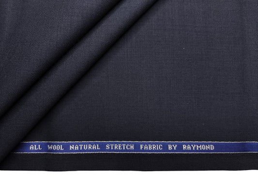 Raymond 100% Wool Natural Stretch Suiting Fabric (Classic Dark Blue, Plain)