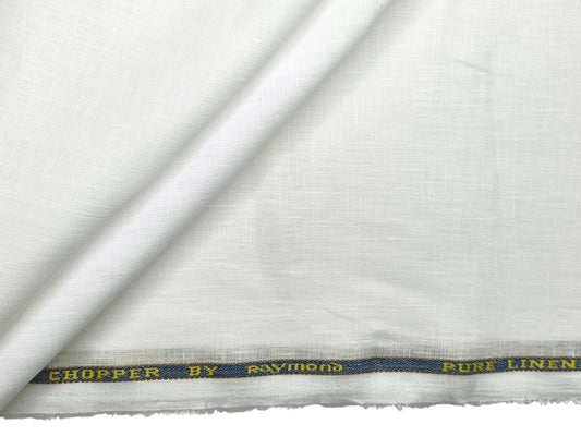 Raymond 100% Pure Linen Shirting Fabric (White, Plain)