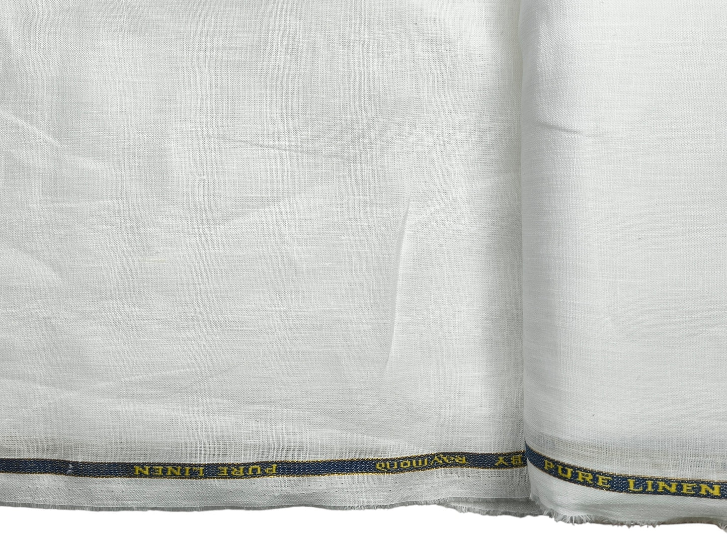 Raymond 100% Pure Linen Shirting Fabric (White, Plain)