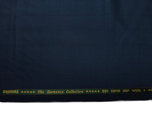 Raymond The Tasmania Collection 52% Wool Super 100s Exotic Suiting Fabric (French Blue, Checks)