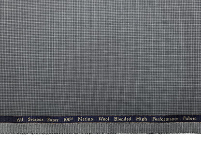 Georgia Gullini Italy Super 100s Merino Wool Blend Suiting Fabric (Grey, Microchecks)