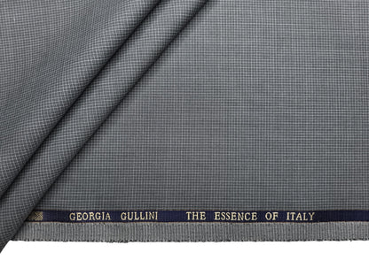 Georgia Gullini Italy Super 100s Merino Wool Blend Suiting Fabric (Grey, Microchecks)