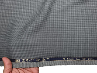 Georgia Gullini Italy Super 100s Merino Wool Blend Suiting Fabric (Grey, Microchecks)