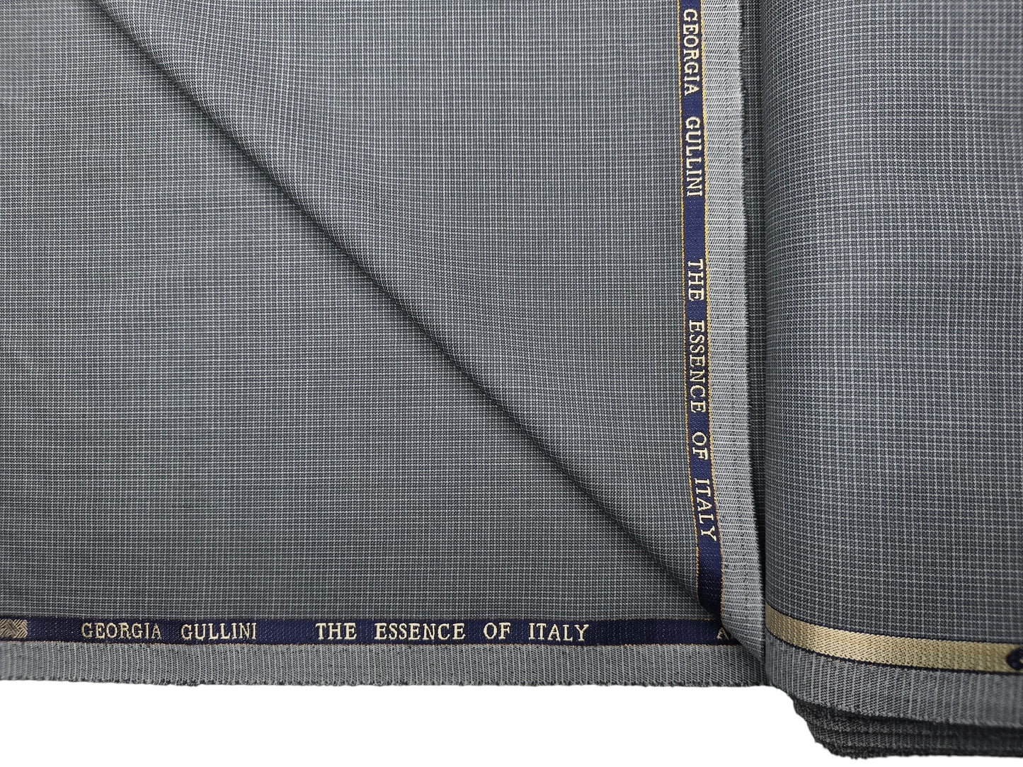 Georgia Gullini Italy Super 100s Merino Wool Blend Suiting Fabric (Grey, Microchecks)