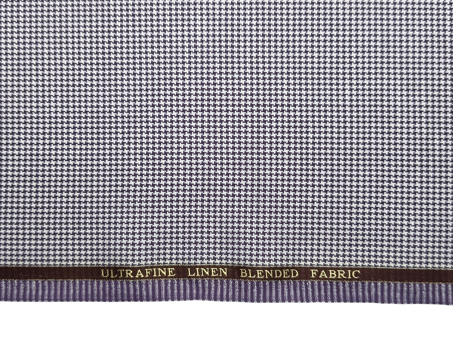 Georgia Gullini Linea Mystic Ultrafine Linen Wool Blended Suiting Fabric (Lavender, Houndstooth Pattern)