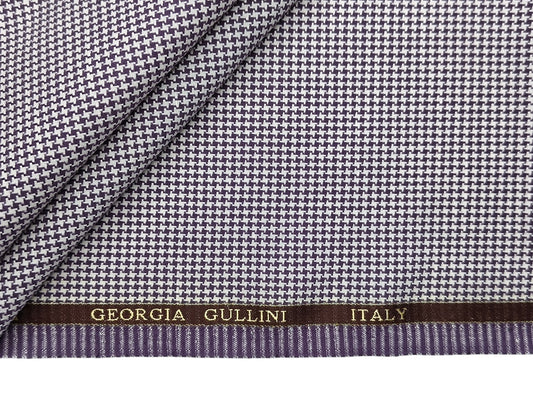 Georgia Gullini Linea Mystic Ultrafine Linen Wool Blended Suiting Fabric (Lavender, Houndstooth Pattern)