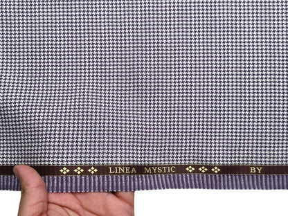 Georgia Gullini Linea Mystic Ultrafine Linen Wool Blended Suiting Fabric (Lavender, Houndstooth Pattern)