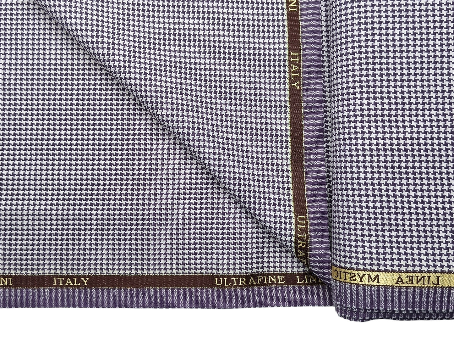 Georgia Gullini Linea Mystic Ultrafine Linen Wool Blended Suiting Fabric (Lavender, Houndstooth Pattern)