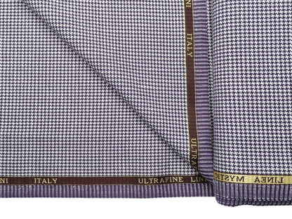 Georgia Gullini Linea Mystic Ultrafine Linen Wool Blended Suiting Fabric (Lavender, Houndstooth Pattern)