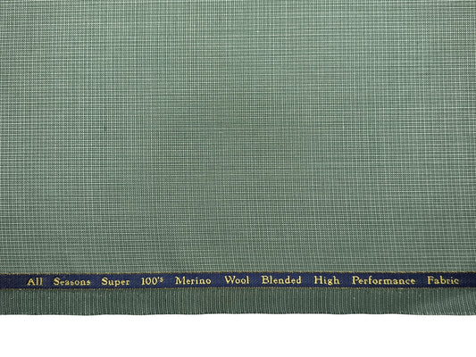 Georgia Gullini Italy Super 100s Merino Wool Blend Suiting Fabric (Sage Green, Pattterned)