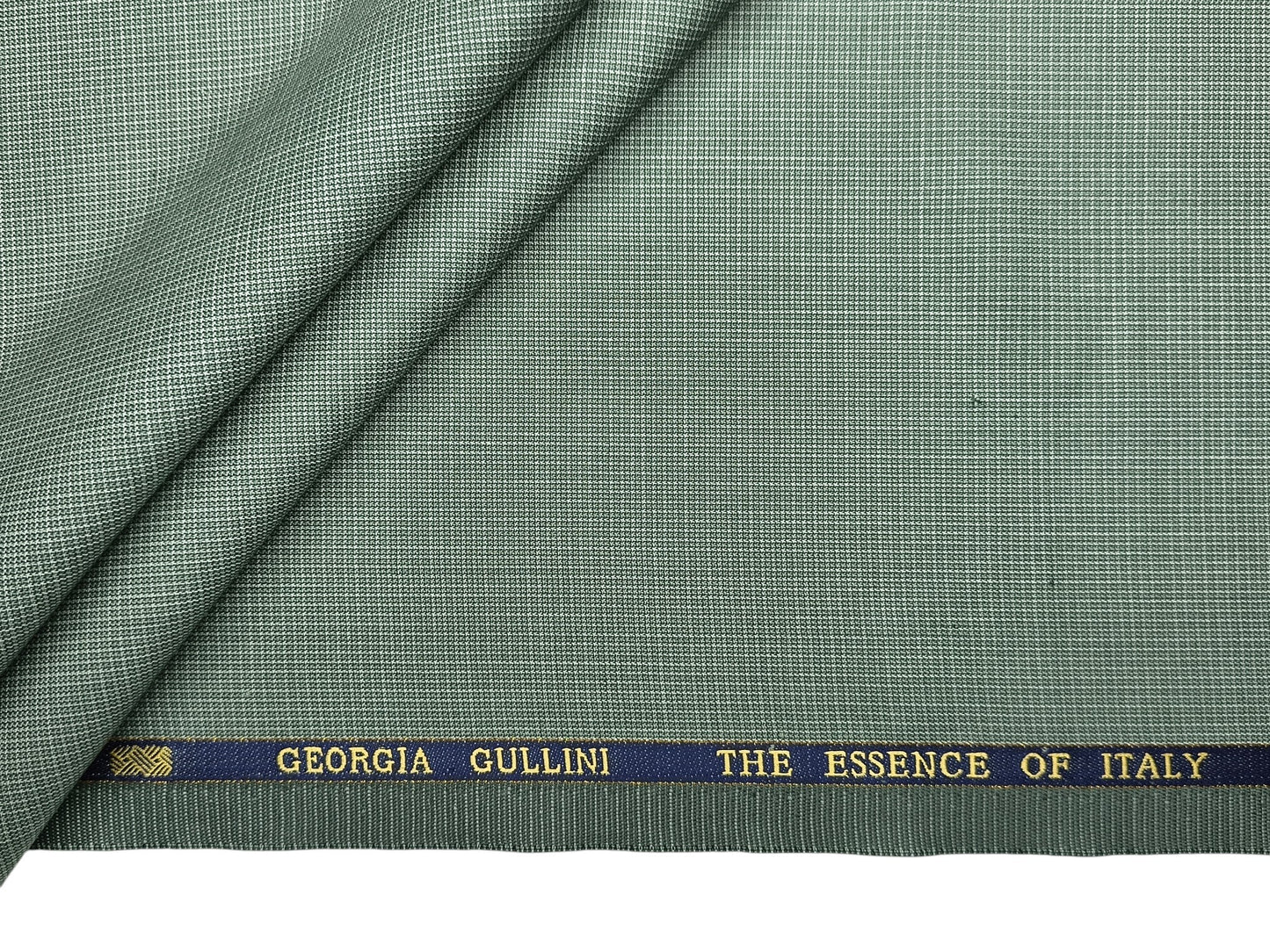 Georgia Gullini Italy Super 100s Merino Wool Blend Suiting Fabric (Sage Green, Pattterned)