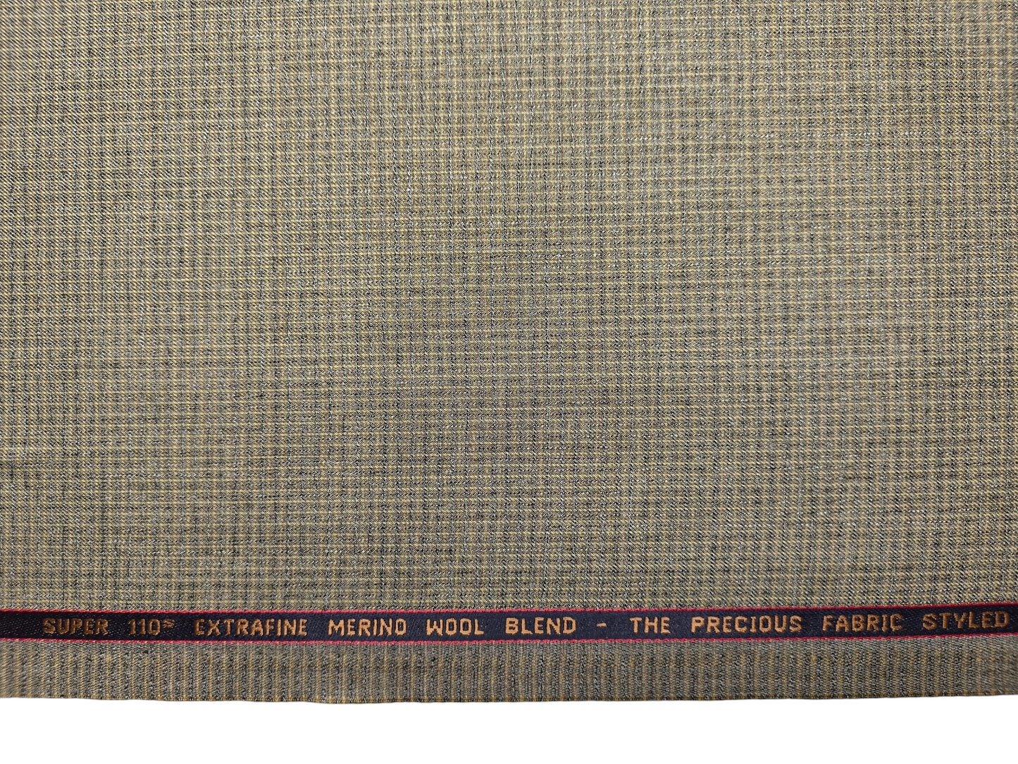 Georgia Gullini Italy Super 110s Merino Wool Blend Suiting Fabric (Dusty Olive, Patterned Checks)