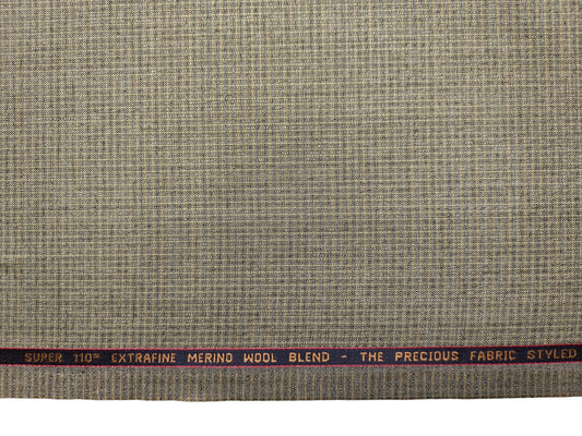 Georgia Gullini Italy Super 110s Merino Wool Blend Suiting Fabric (Dusty Olive, Patterned Checks)