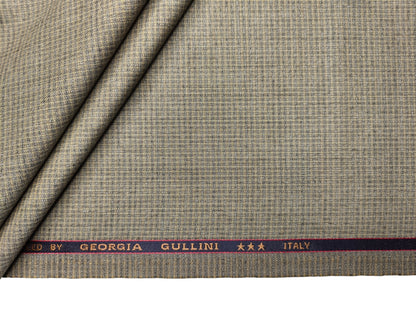 Georgia Gullini Italy Super 110s Merino Wool Blend Suiting Fabric (Dusty Olive, Patterned Checks)