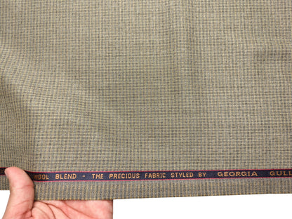 Georgia Gullini Italy Super 110s Merino Wool Blend Suiting Fabric (Dusty Olive, Patterned Checks)