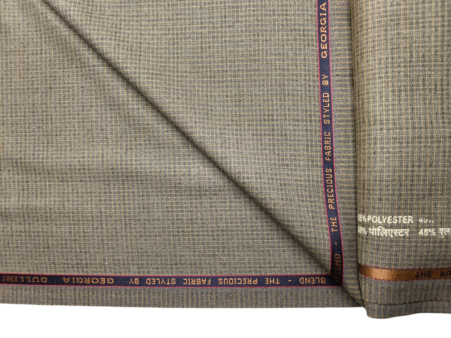 Georgia Gullini Italy Super 110s Merino Wool Blend Suiting Fabric (Dusty Olive, Patterned Checks)