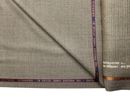 Georgia Gullini Italy Super 110s Merino Wool Blend Suiting Fabric (Dusty Olive, Patterned Checks)