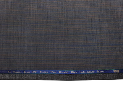 Georgia Gullini Italy Super 100s Merino Wool Blend Suiting Fabric (Grey, Self Stripes)