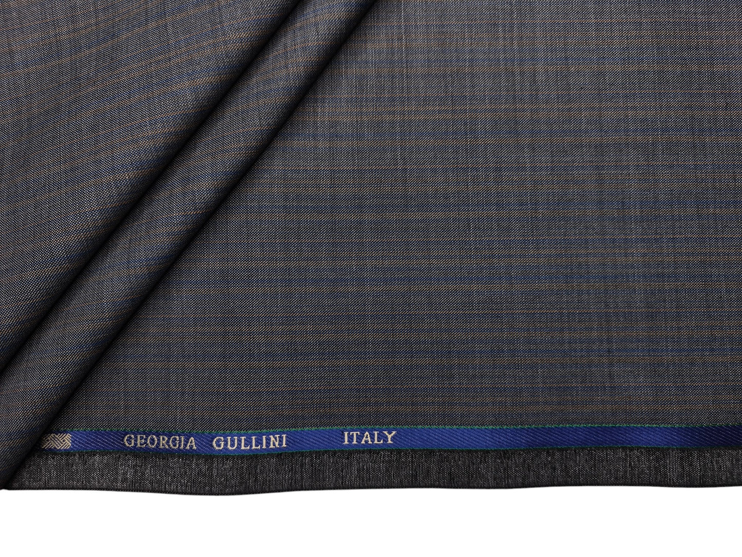 Georgia Gullini Italy Super 100s Merino Wool Blend Suiting Fabric (Grey, Self Stripes)
