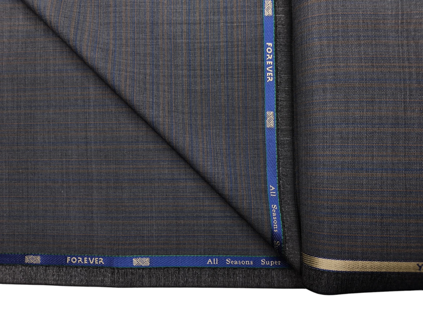 Georgia Gullini Italy Super 100s Merino Wool Blend Suiting Fabric (Grey, Self Stripes)