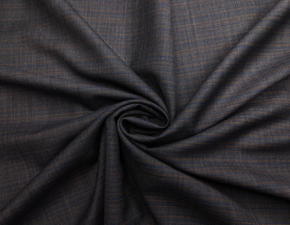 Georgia Gullini Italy Super 100s Merino Wool Blend Suiting Fabric (Grey, Self Stripes)