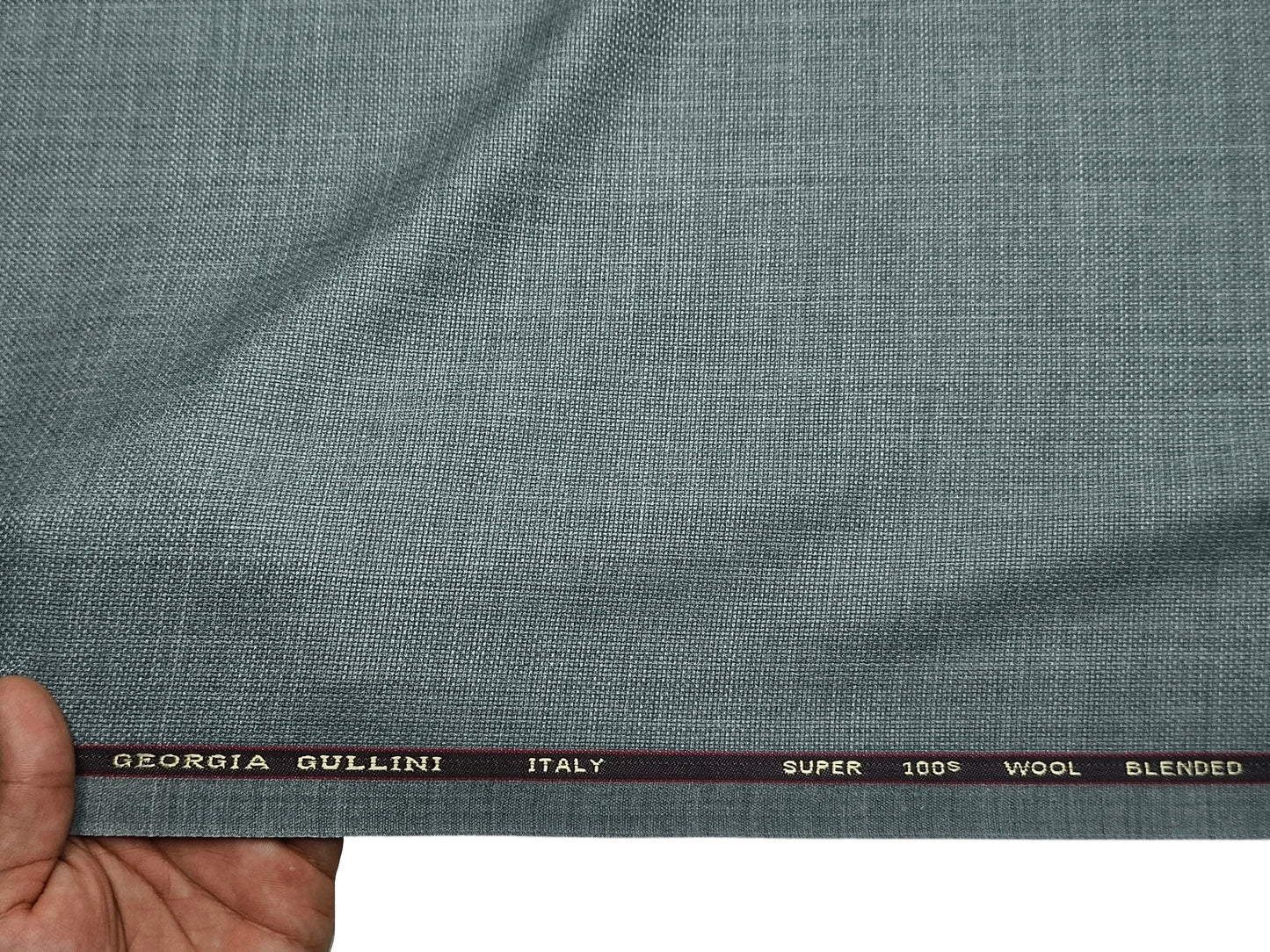 Georgia Gullini Italy Super 100s Merino Wool Blend Suiting Fabric (Light Pista, Jute Weave)