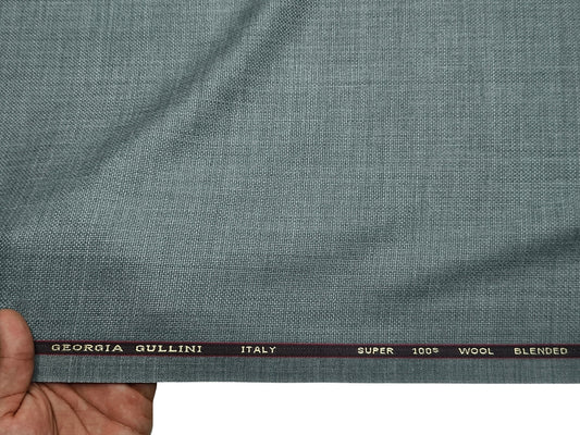 Georgia Gullini Italy Super 100s Merino Wool Blend Suiting Fabric (Light Pista, Jute Weave)