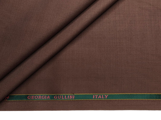 Georgia Gullini Italy Super 130s Merino Wool Blend Suiting Fabric (Rust Brown, Plain Weave)