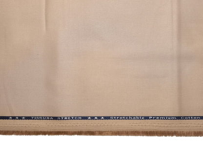 Arvind 100% Cotton Stretched Suiting Fabric (Beige, Plain Weave)