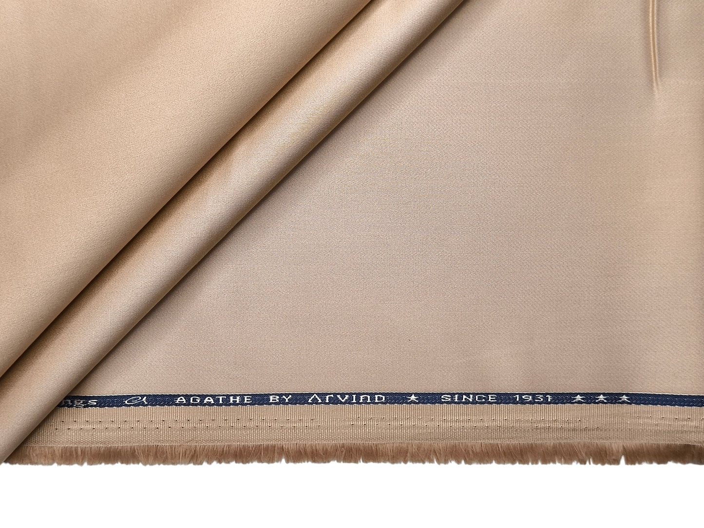Arvind 100% Cotton Stretched Suiting Fabric (Beige, Plain Weave)