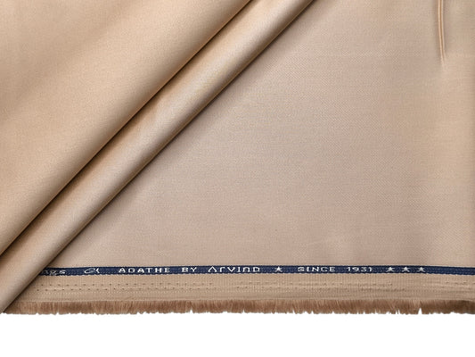 Arvind 100% Cotton Stretched Suiting Fabric (Beige, Plain Weave)