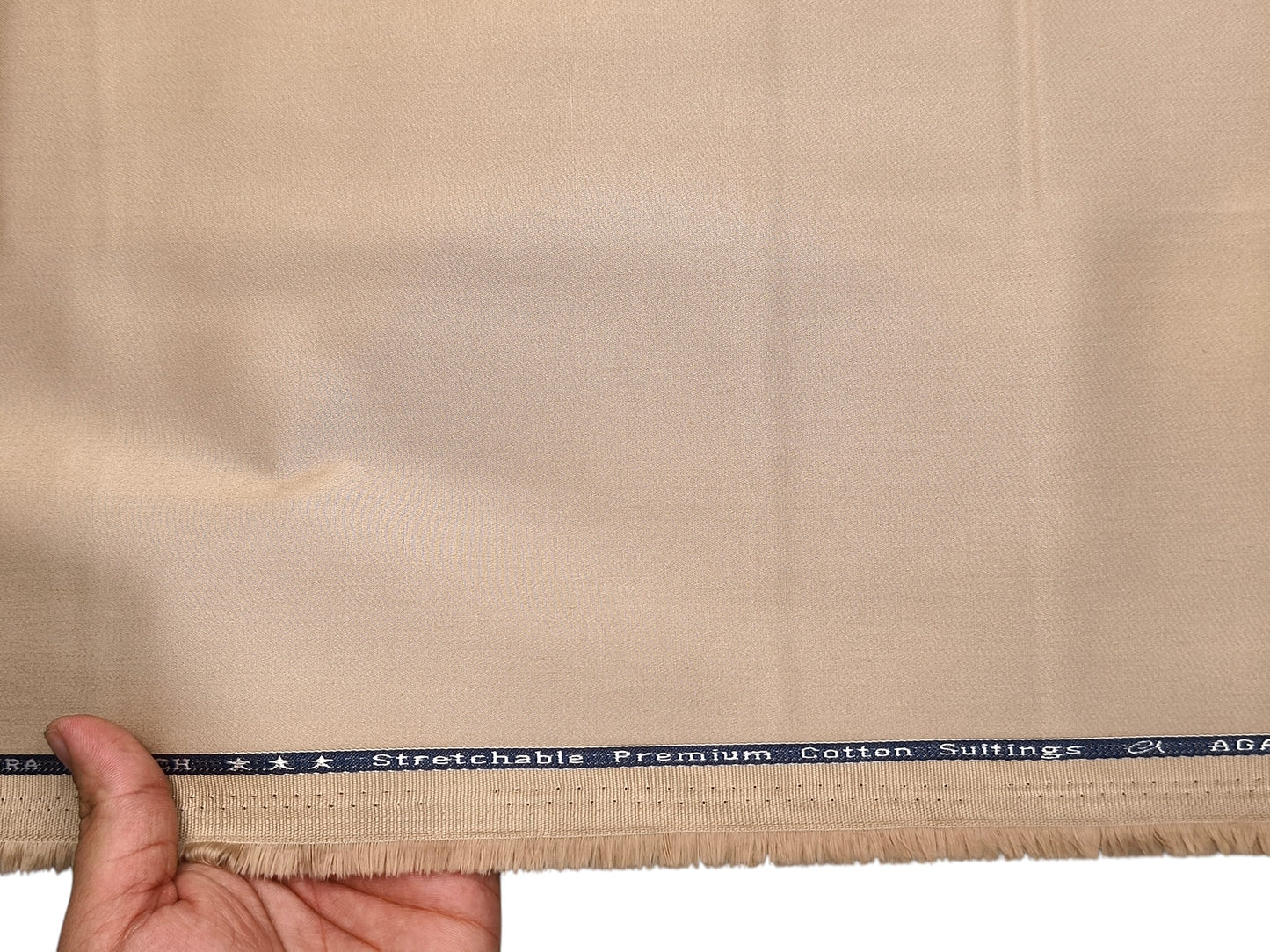 Arvind 100% Cotton Stretched Suiting Fabric (Beige, Plain Weave)