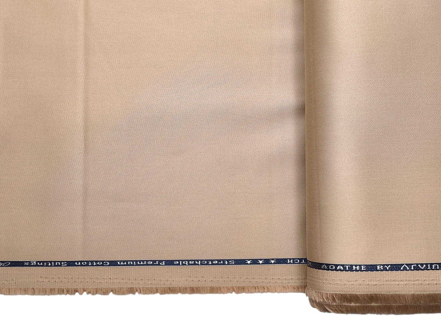 Arvind 100% Cotton Stretched Suiting Fabric (Beige, Plain Weave)
