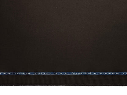 Arvind 100% Cotton Stretched Suiting Fabric (Dark Brown, Plain Weave)