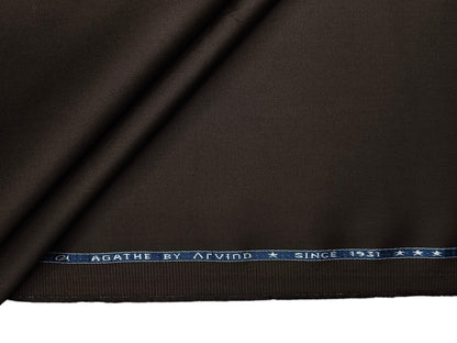 Arvind 100% Cotton Stretched Suiting Fabric (Dark Brown, Plain Weave)