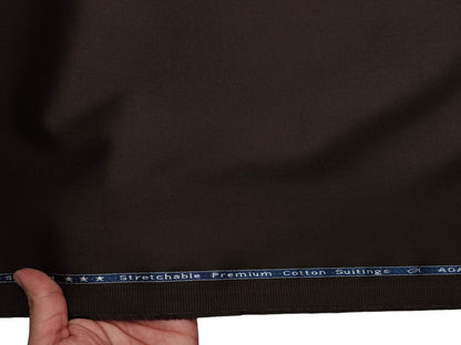 Arvind 100% Cotton Stretched Suiting Fabric (Dark Brown, Plain Weave)